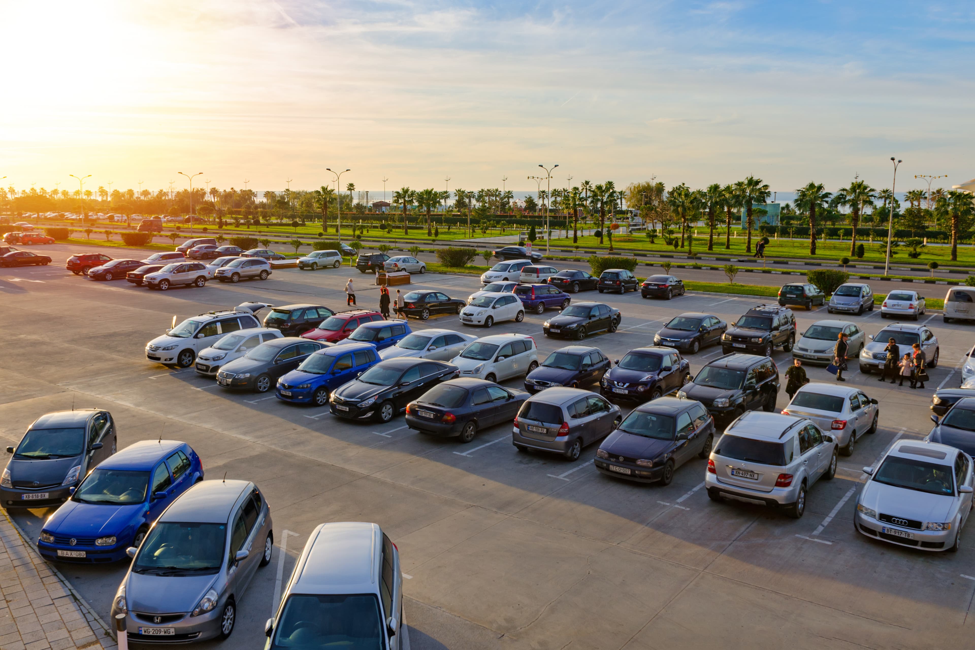 Aerial view of parking lot